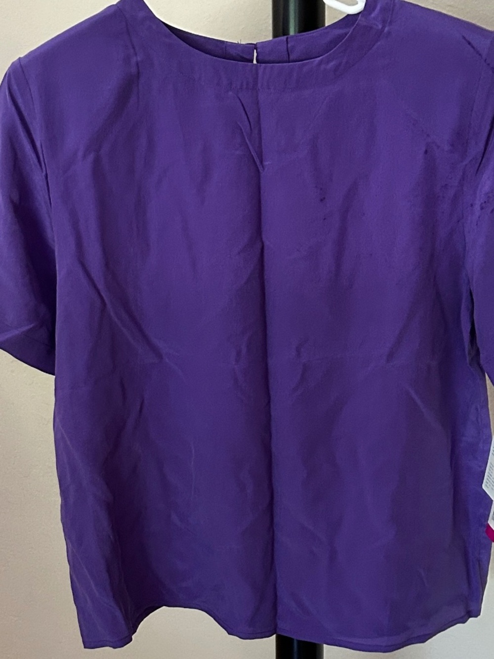 Silk Purple Short Sleeve Blouse